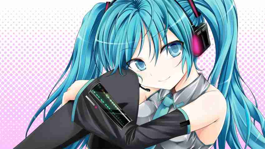 Anime Hatsune Miku Girl Cute Posture Look HD Poster, 300 GSM Quality