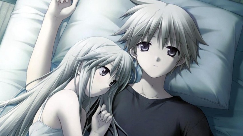 romantic anime couples in bed