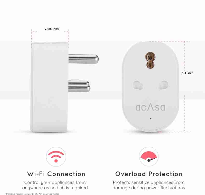 ACASA Smart Plug Wi-Fi Compatible with Alexa and Google Home (16A) Price in  India - Buy ACASA Smart Plug Wi-Fi Compatible with Alexa and Google Home ( 16A) online at