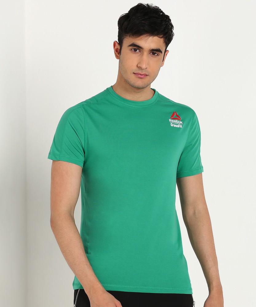 REEBOK Solid Men Round Neck Green - Buy REEBOK Solid Men Round Neck T-Shirt Online at Prices India | Flipkart.com