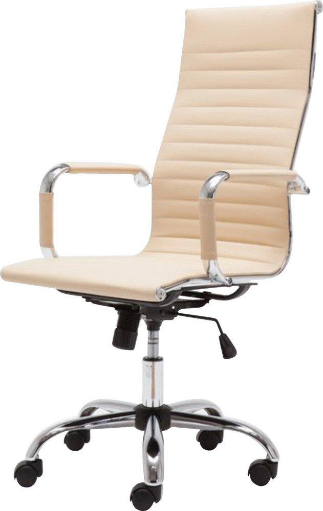 Cream leather store office chair