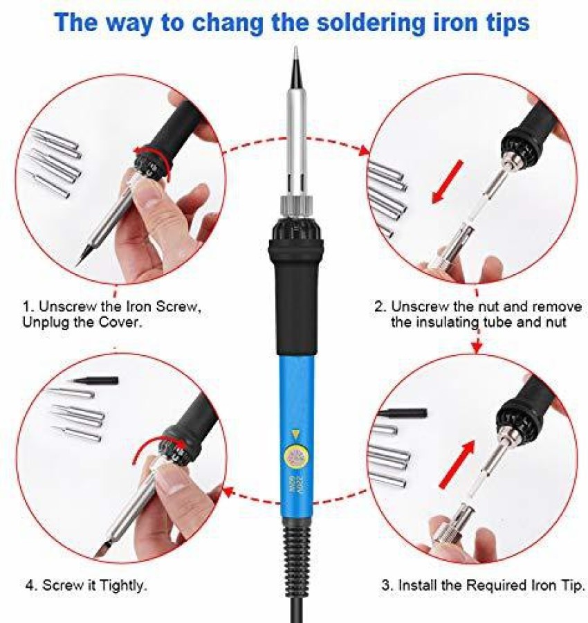 Soldering Iron Kit, 60W Soldering Iron with Interchangeable Iron Tips,  10-in-1 Adjustable Temperature Soldering Welding Iron Kit for any Hobby