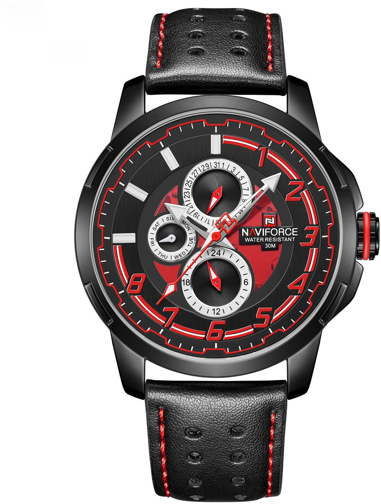 NAVIFORCE Genuine Leather Working Chronograph Watch for Men 9142