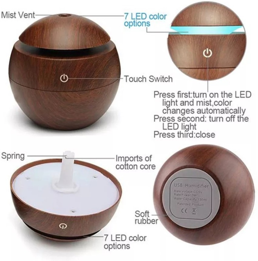 RGMS Room USB Aroma Essential Oil Diffuser Ultrasonic Air Home Humidifier  Mini Mist Maker Aroma Diffuser 130ML 7 Color LED Light Office Humidifier  Price in India - Buy RGMS Room USB Aroma