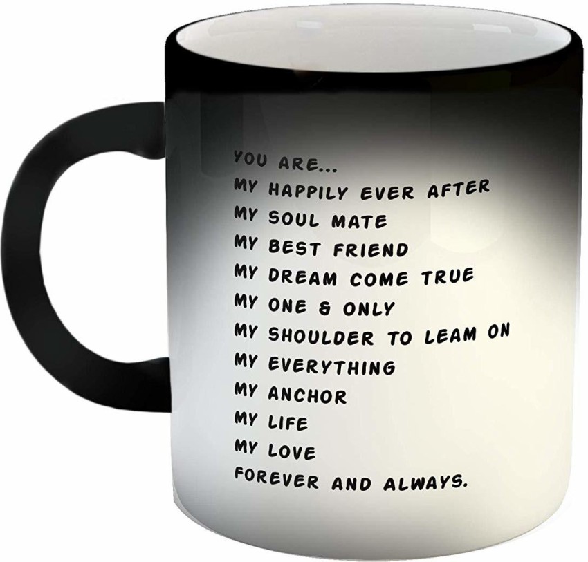 Black mug with love message: My favorite coffee will always be the