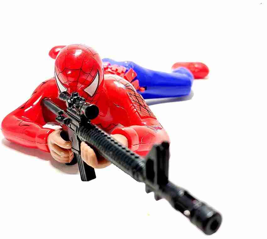 Haulsale Spiderman Crawling with Gun Action Toy with Lights Real Shooting Sound Spiderman Crawling with Gun Action Toy with Lights Real Shooting Sound Buy Musical toy toys in