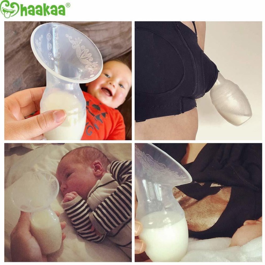 haakaa Manual Breast Pump for Breastfeeding, Silicone, Clear 4oz/100ml