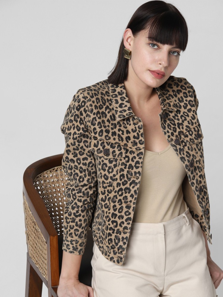 Animal print cropped outlet jacket