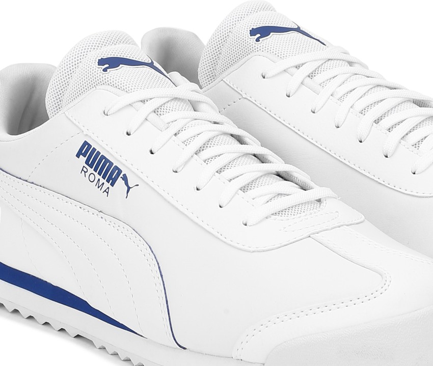 Puma roma white and sales blue