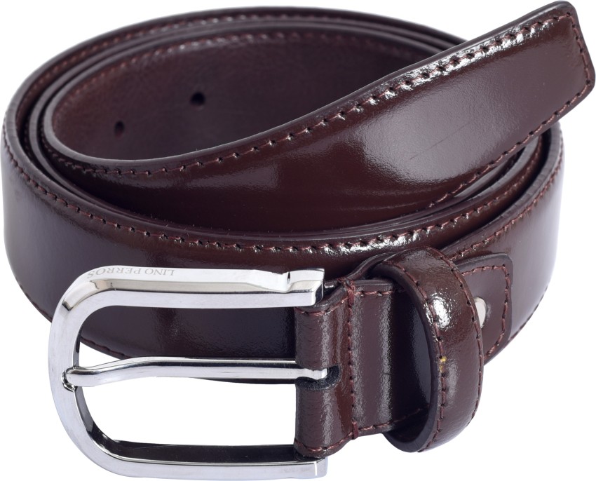 LINO PERROS Men Formal Brown Genuine Leather Belt Brown Price in