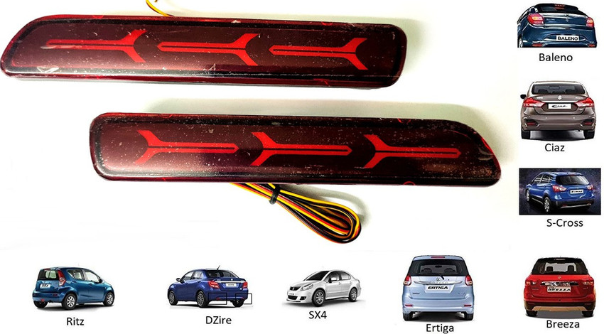 Rear bumper reflector light with indicator outlet for baleno