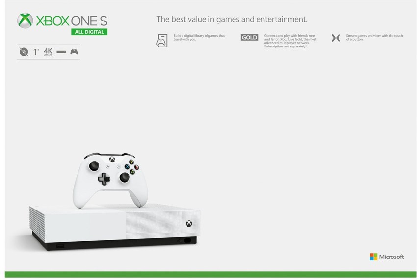 Console Microsoft Xbox One S 1TB All Digital Edition, Minecraft, Fornite,  Sea of Thieves - Fujioka