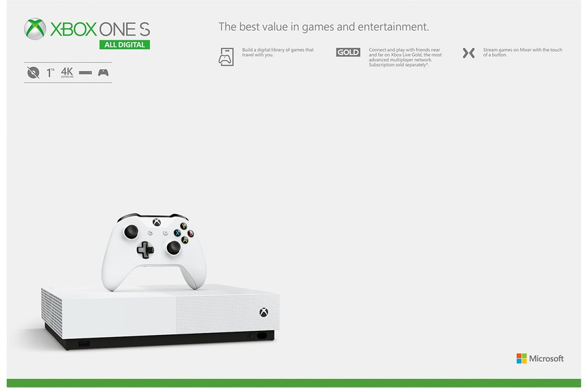 Console Microsoft Xbox One S 1TB All Digital Edition, Minecraft, Fornite,  Sea of Thieves - Fujioka