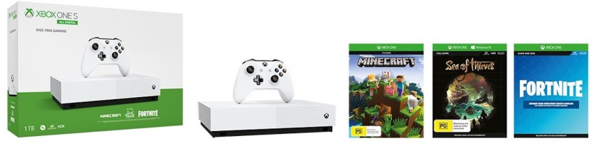 Console Microsoft Xbox One S 1TB All Digital Edition, Minecraft, Fornite,  Sea of Thieves - Fujioka