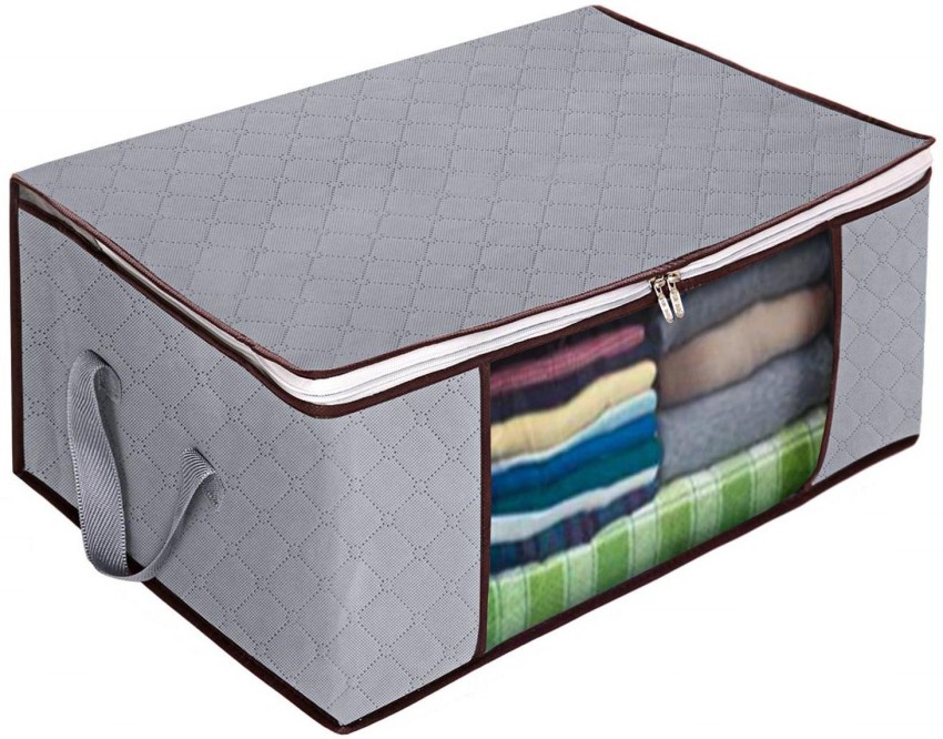 BASEIN Pack 2 Large Storage Bags, Storage Bag Clothes Storage Box Bins  Foldable Closet Organizers Storage Containers with Durable Handles Thick  Fabric for Blanket Comforter Clothing Bedding