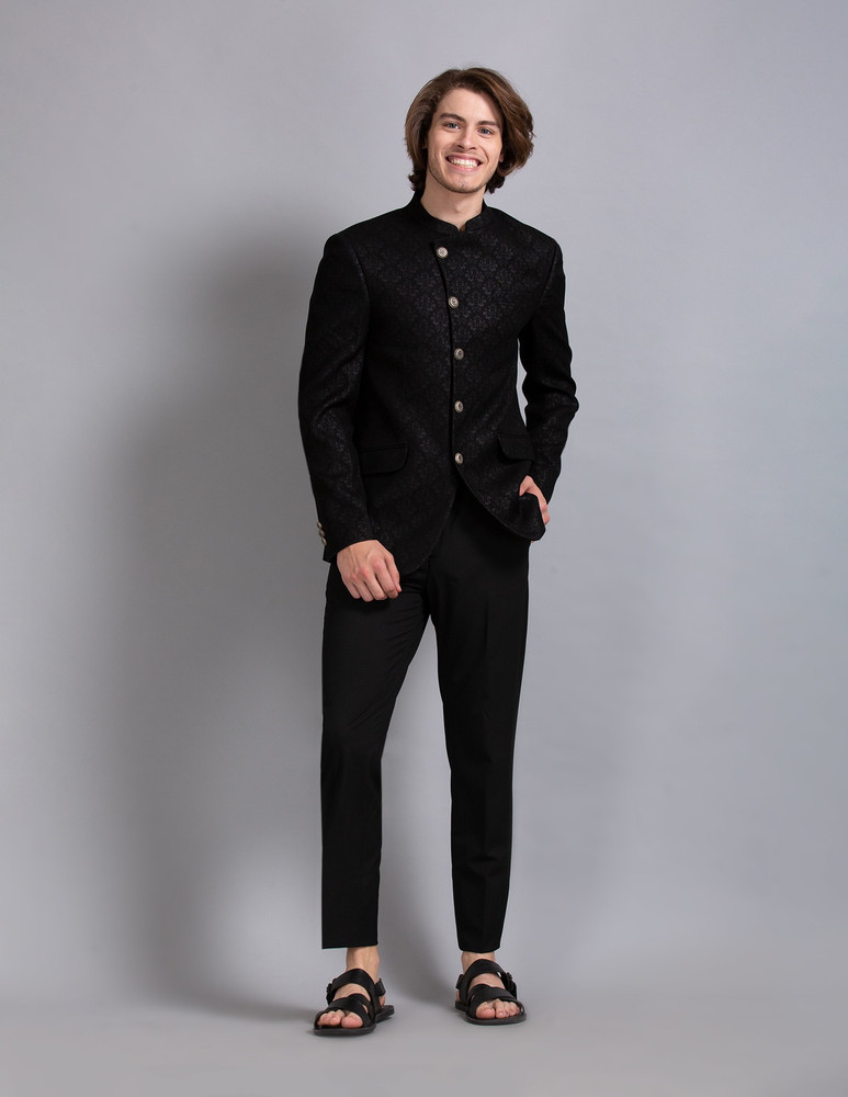 TRUE BLUE Self Design Bandhgala Casual Men Blazer Buy TRUE BLUE