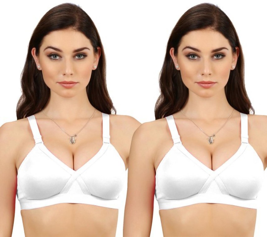 Groversons Paris Beauty by GROVERSONS PARIS BEAUTY Non padded wirefree  molded cross neck full coverage bra (White) Women T-Shirt Non Padded Bra -  Buy Groversons Paris Beauty by GROVERSONS PARIS BEAUTY Non