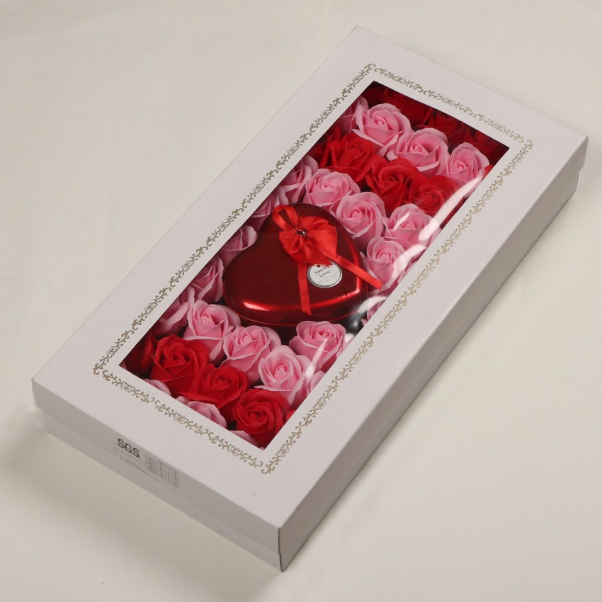 Heart Shape Metal Gift Box with Teddy & 3 Artificial Red Rose  Flowers/Beautiful Valentine Gift for Boyfriend, Girlfriend, Wife, Love  Couple Valentine