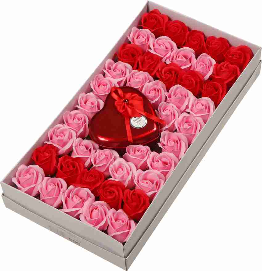 Heart Shape Metal Gift Box with Teddy & 3 Artificial Red Rose  Flowers/Beautiful Valentine Gift for Boyfriend, Girlfriend, Wife, Love  Couple Valentine