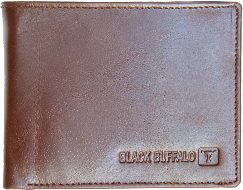 Black Buffalo Men Brown Genuine Leather Wallet brown Price in