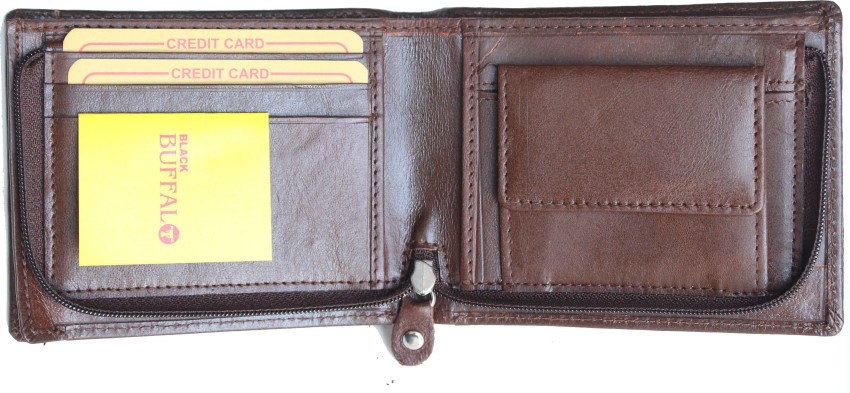 Buffalo Leather Bifold Wallet with Coin Pocket