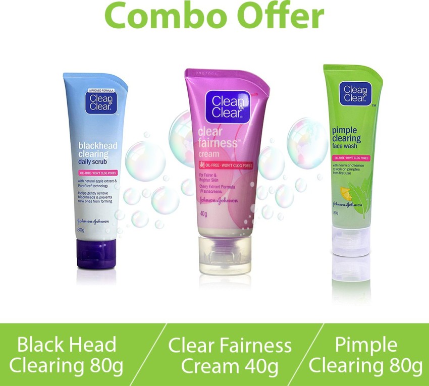 Clean & Clear Combo of Blackhead Clearing Daily Scrub 80g, Clear