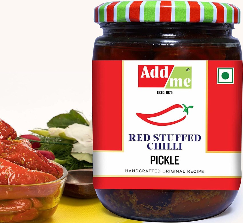 Add me Red Stuffed Chilli Pickle- 500 gm (Glass jar) Red Chilli