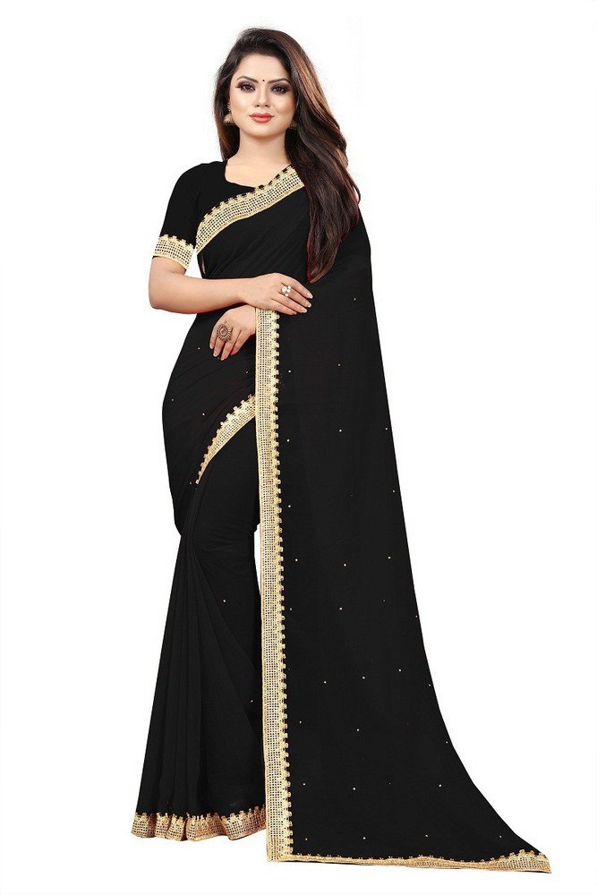 Buy FEXEL Self Design Bollywood Georgette Black Sarees Online Best Price In India Flipkart