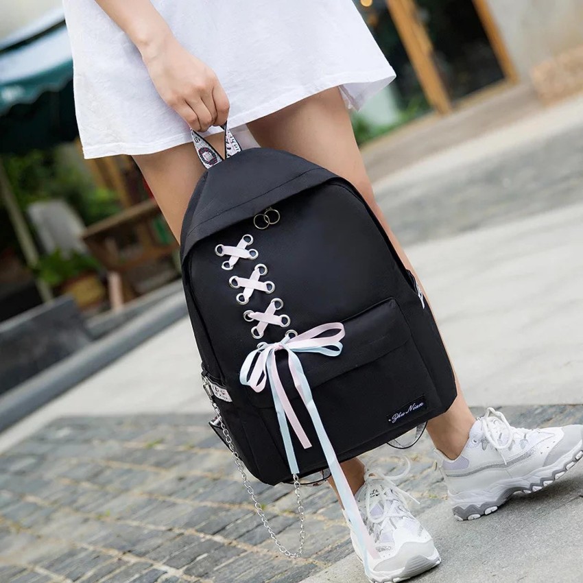 Qushi Preppy Style Fashion Waterproof Women Girls Backpack Korean