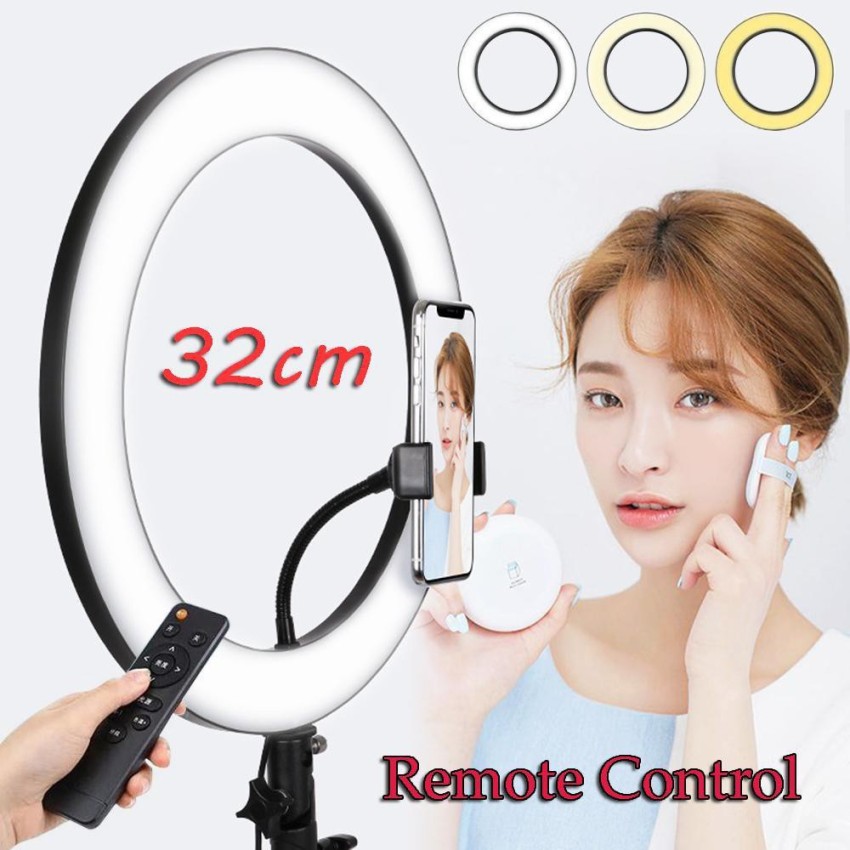 Awei 32cm LED Ring Light with Remote Control ,Dimmable Selfie Photo Phone  Video Ring Light for  Studio Video Makeup with 3 Lights Mode Ring  Flash - Awei 