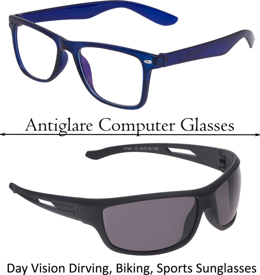 VAST Anti-glare Computer Glasses & UV Protection Wrap Around Sunglasses  Cricket Goggles