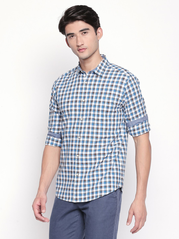 Byford by Pantaloons Men Checkered Casual Blue Shirt Buy Byford