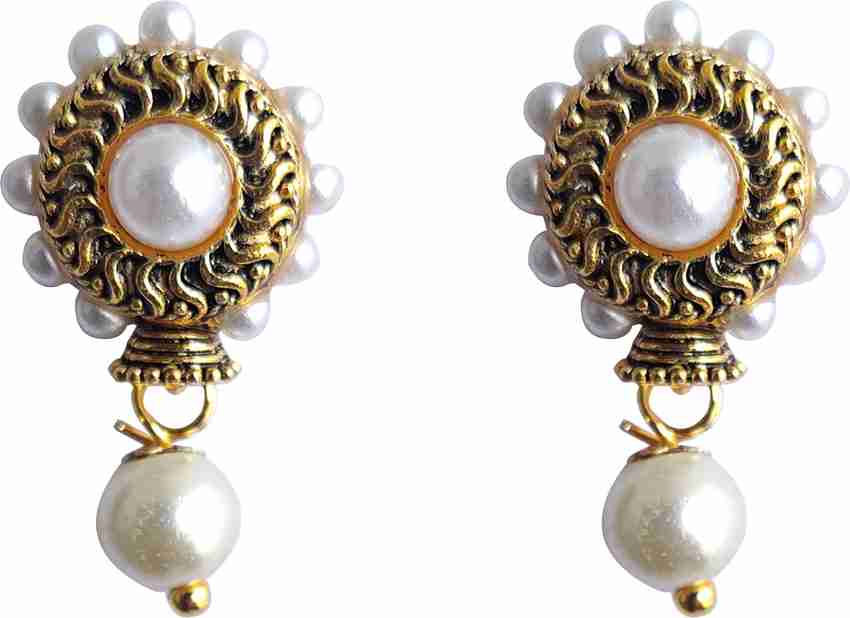 White pearl earrings designs best sale