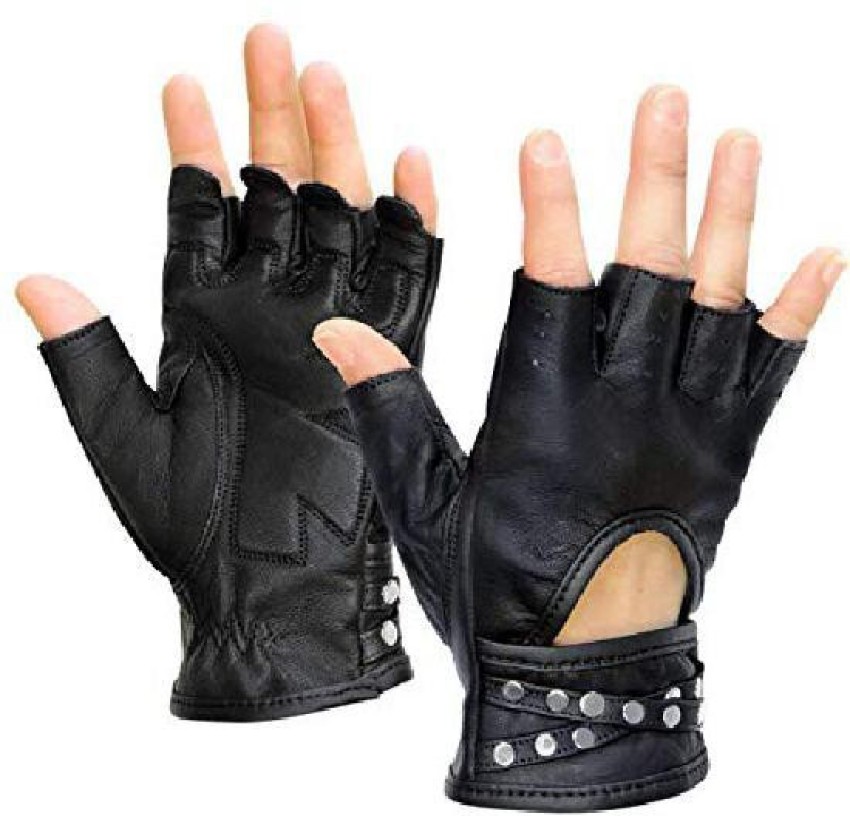 5D x Steam Trunk Half Gloves - Leather Black Leather / Xs