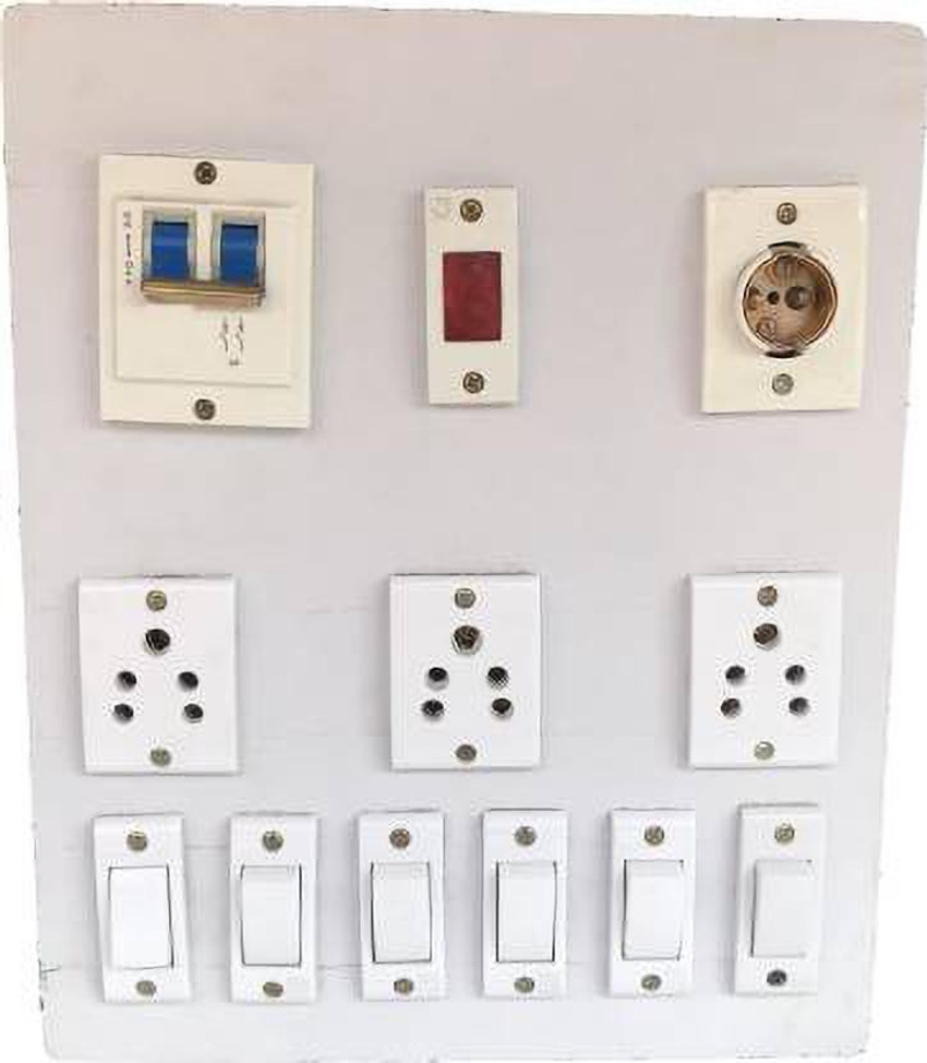 Shop Comfort Wooden Electric Switch Board 6 Switches 3 Sockets 1