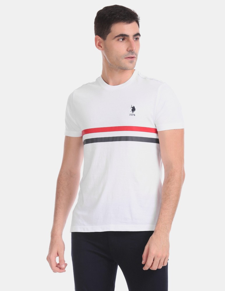 U.S. POLO ASSN. Solid Men Round Neck White T-Shirt - Buy U.S. POLO ASSN.  Solid Men Round Neck White T-Shirt Online at Best Prices in India