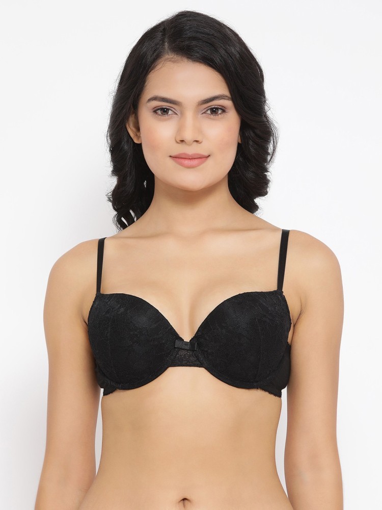 Buy Clovia Women's Lace Solid Padded Demi Cup Underwired Push-Up