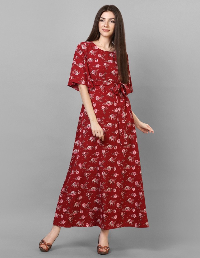 Red maxi dress on sale flipkart