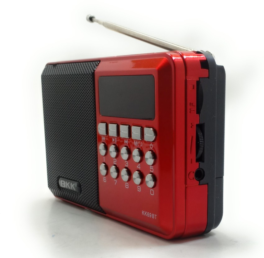 bkk Rechargeable Bluetooth Outdoor Fm Radio Speaker with MP3 TF Memory Card  USB Handsfree Jack Bluetooth (Red) FM Radio - bkk 