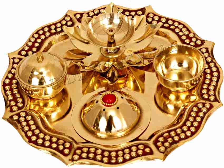 Golden Brass Pooja Set, For Puja at best price in Mumbai