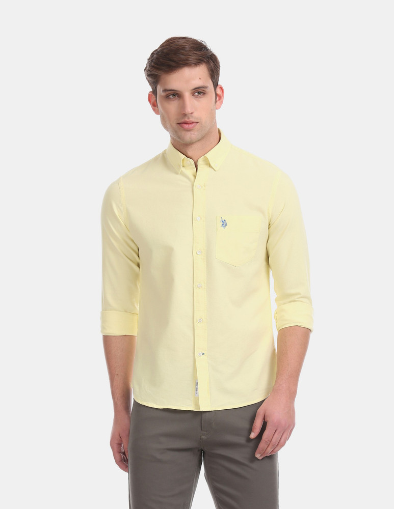 U.S. POLO ASSN. Men Solid Casual Yellow Shirt Buy U.S. POLO ASSN. Men Solid Casual Yellow Shirt Online at Best Prices in India Flipkart