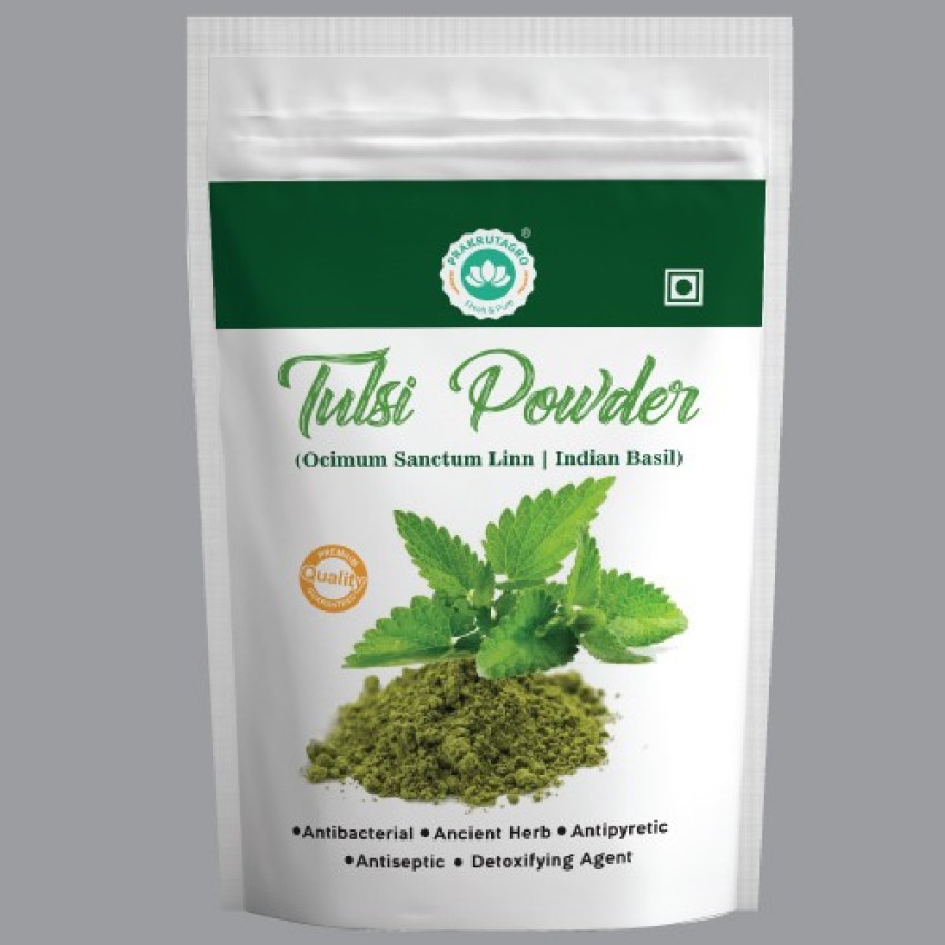 Prakrut Agro Pure Tulsi Basil Leaf Powder Detoxifying Antiseptic