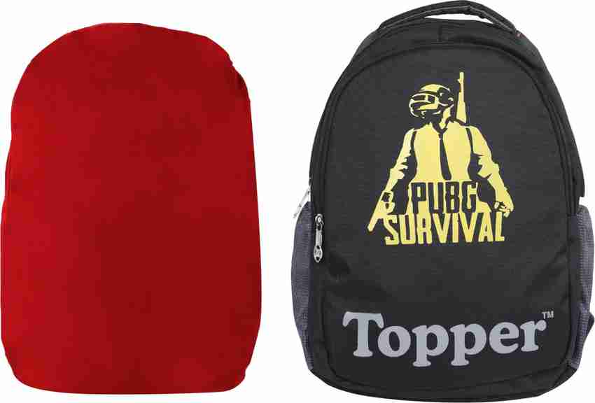 Topper Black Pubg Survival 28 ltrs Casual Rain cover Backpack