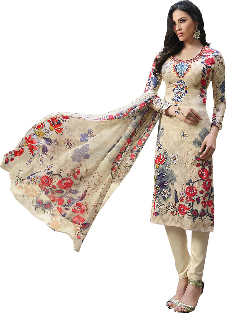 Vishwam Cotton Silk Blend Printed Solid Salwar Suit Material