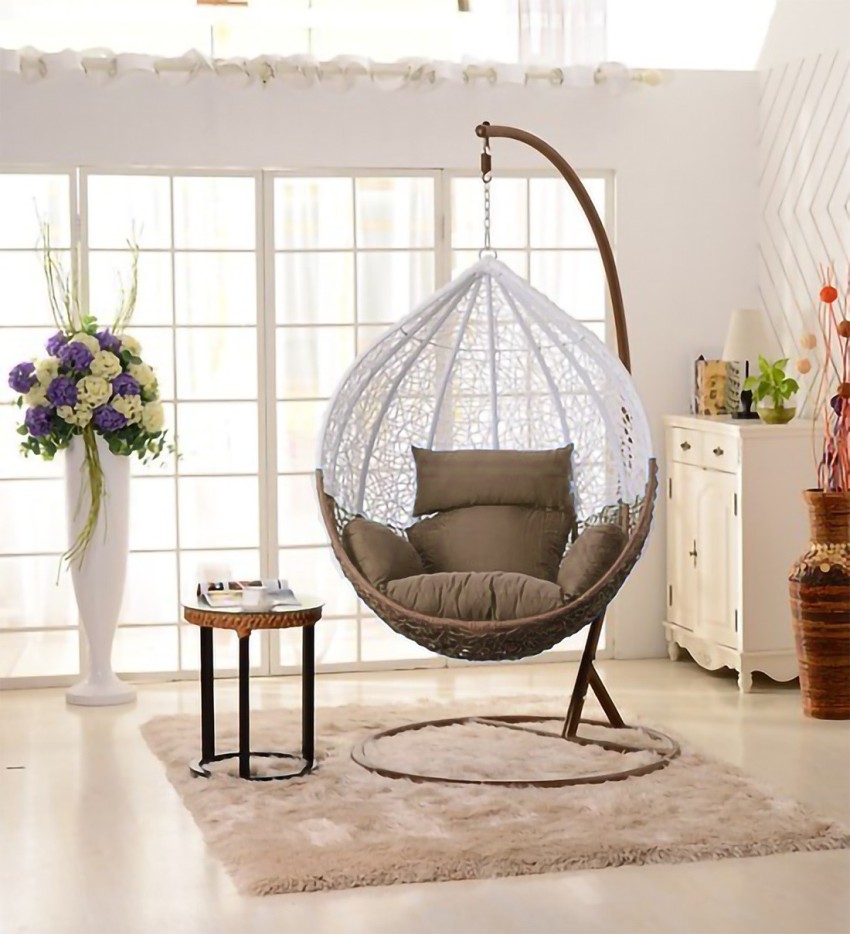 Furniture kart Luxury Hammock Swing Chair with Stand Jhula White