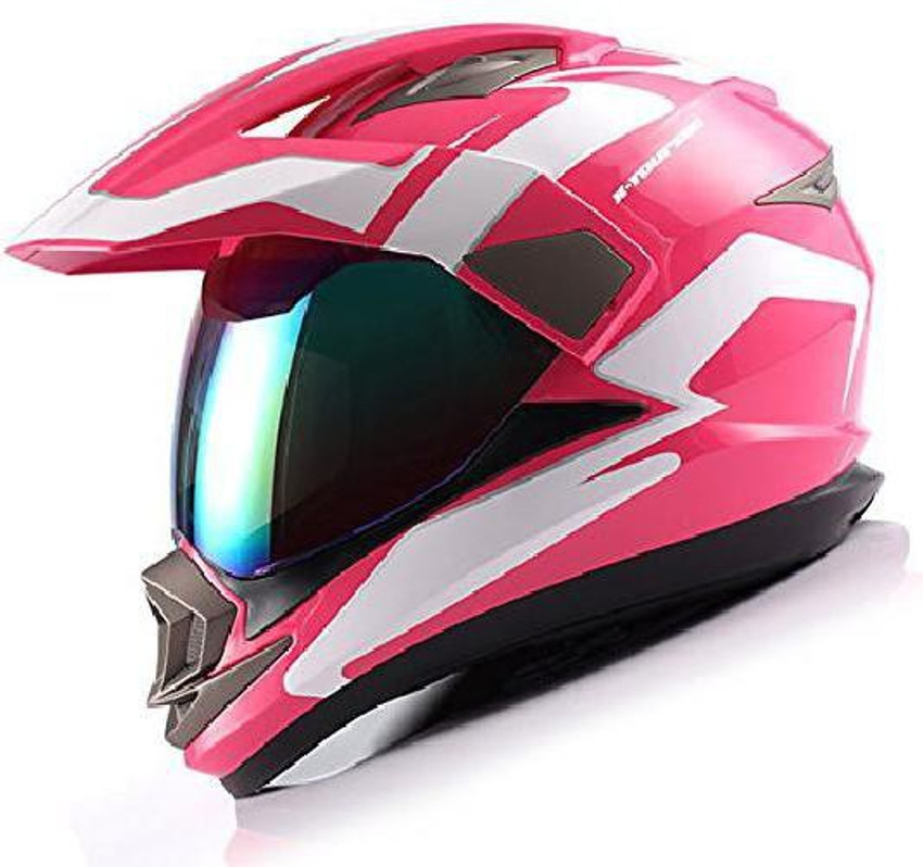 Pink and white top bike helmet