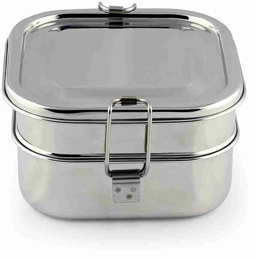 1pc 1200ml Double Layer Lunch Box With Dividers, Dip Container, Fork And  Spoon(random Color)