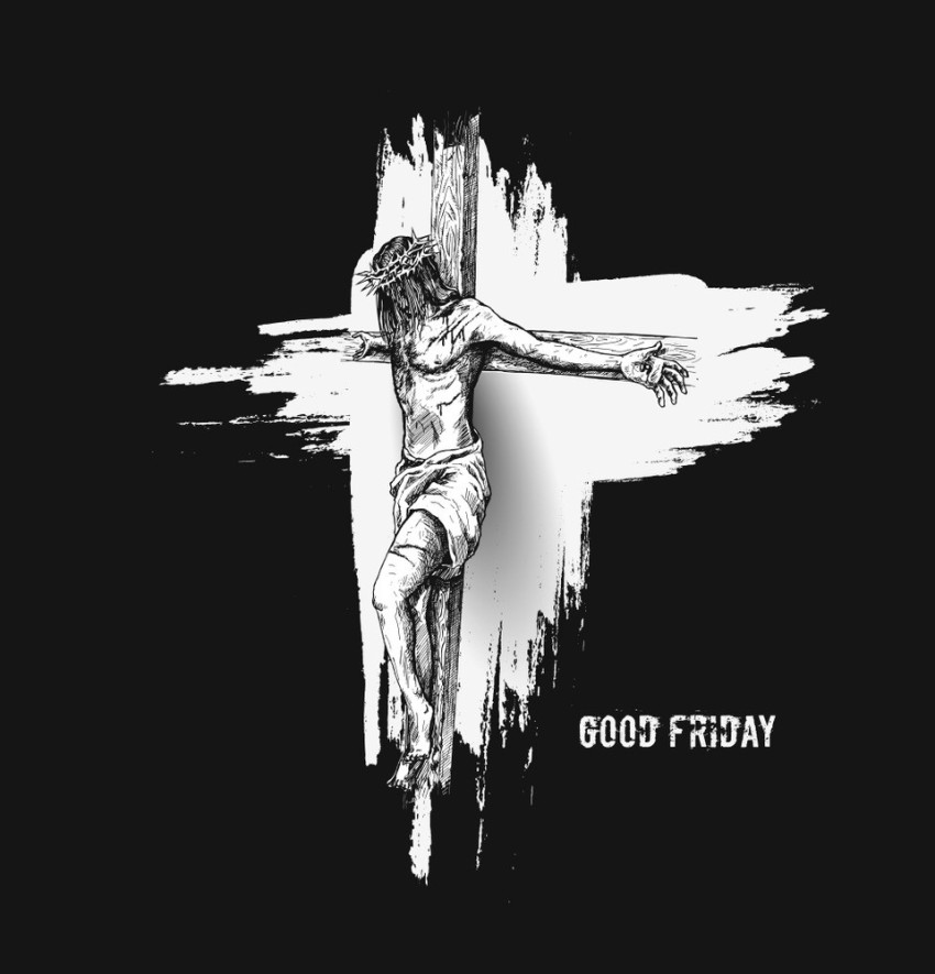 Jesus on the cross son of God crucifixion Hand drawn sketch before good  Friday Vector Stock Vector  Adobe Stock
