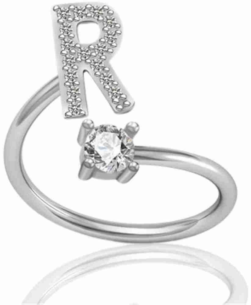Miami Jewellery Stylish Heart Name Alphabet Letter Initial R Rings Stainless Steel Cubic Zirconia Silver Plated Ring Price in India Buy Miami Jewellery Stylish Heart Name Alphabet Letter Initial R Rin...