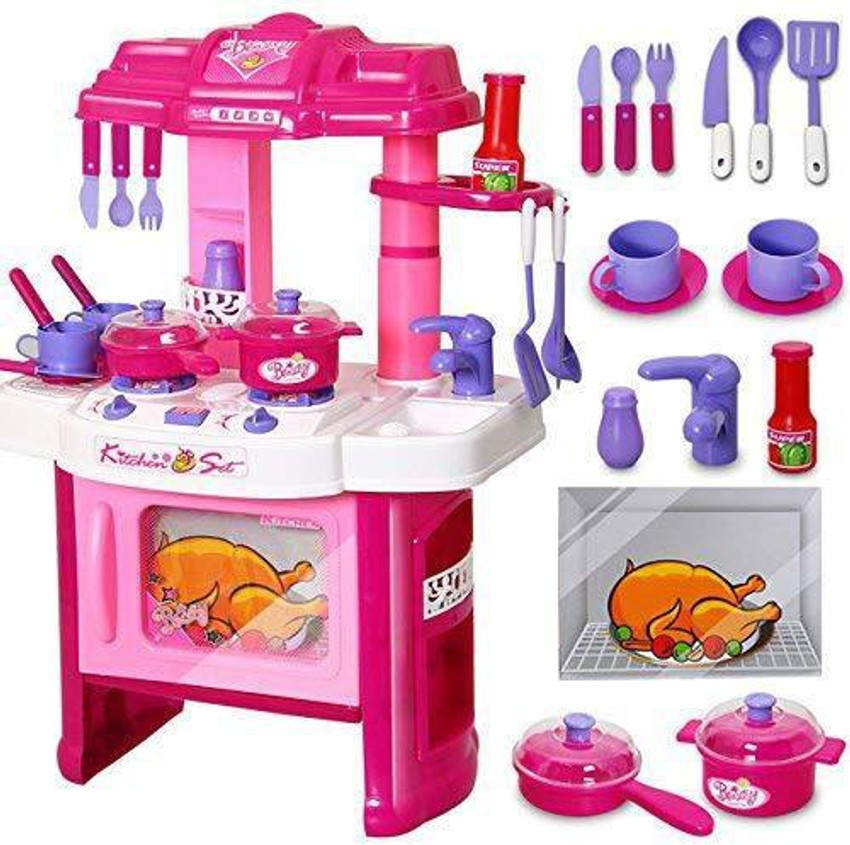 Pink colour kitchen set sale